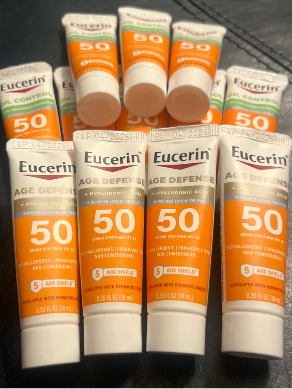 Eucerin oil control  & age defense Face Sunscreen  SPF 50 Travel Sz Lot X 12